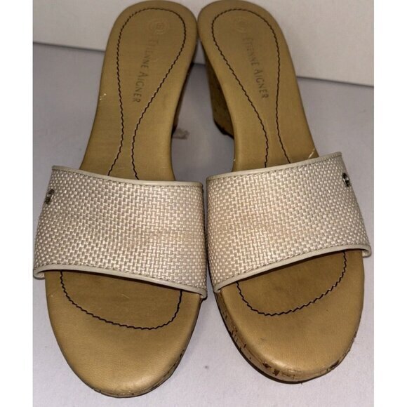 Etienne Aigner Womens Open Toe Wedge‎ Heel Pump Slides  Size 6.5 US UK 4.5 - Picture 1 of 4